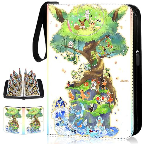 Lnxquizzic Sammelalbum für Karten, 55 Seiten 440 Karten Kapazität Sammelkarten Album, Sammelalbum 4-Pocket, Karten Ordner Hefte, Tragbarer Wasserdichter Kartenhalter Sammelheft, Geschenk für Kinder.