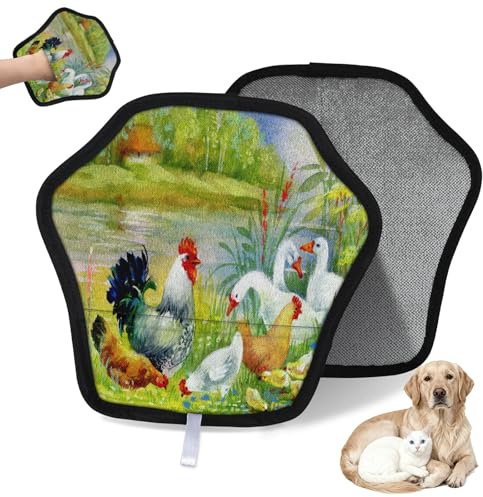 WowPrint Wasserfarben-Handschuh zur Entfernung von Haaren für Katzen, Hunde, Bauernhaus, Huhn, wiederverwendbar, elektrostatische Tierhaar-Handschuhe, Bürstenwerkzeug für Couch, Kleidung, Teppich