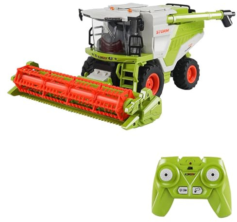 Aumotop Jouet de Récolte télécommandé avec Pulvérisation Sonore LED Vibrante, équipement Agricole pour Enfants Garçons, ABS Vert, échelle 1:24, 3 Piles Rechargeables (A #-1)