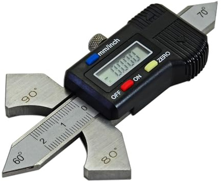 Calibro di saldatura a lettura digitale, 4 angoli (60°/70°/80°/90°), intervallo di misurazione: 0-20 mm, per altezza saldatura, spessore saldatura d'angolo, angolo smussato,B