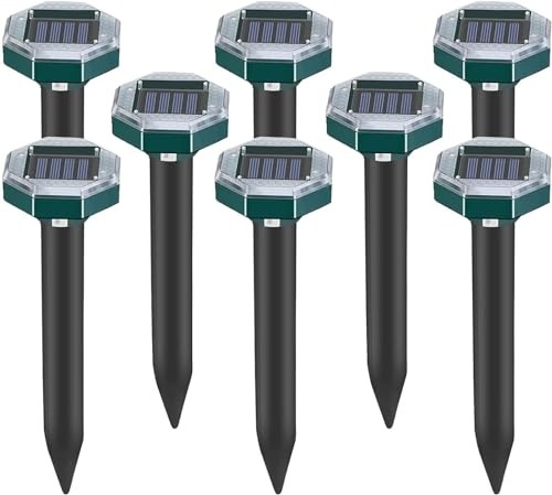 Maulwurf Vertreiber, Aufgerüsteter Solar Maulwurfschreck 8 Stück, Maulwurfsvertreiber Solar-Ultraschall Wasserdicht für Vertreiben Wühlmäuse, Gopher, Serpent