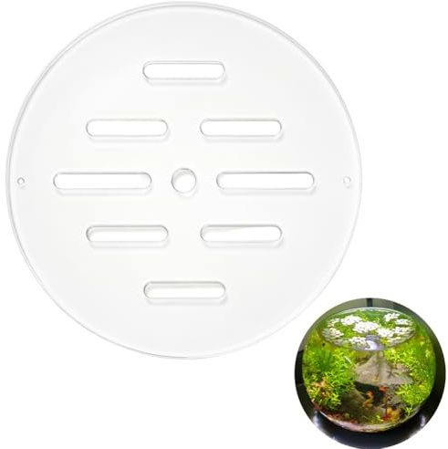 OLYCRAFT Acrylic Aquarium Anti-Jumping Lid Cover Clear Acrylic Plate Fishes Tank Cover with Hole 200mm Round Aquarium Protection Lid Aquariums Covers Lids to Prevent Fish for Turtles Shrimps Fish