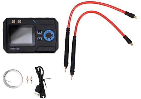 FTVOGUE Soldador por Puntos, Batería Portátil de 5000 MAh con Puntas de Latón, Potencia Ajustable para Baterías de Litio, Ideal para Láminas de Acero Inoxidable y Proyectos de Bricolaje (Batería