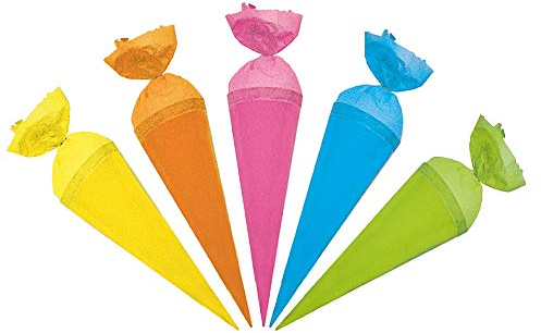 ROTH Schultüte Krepp 4,5cm Uni 10 Stück farbig Sortiert