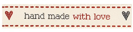 HMADE W LOVE 4MX15MM - Ribbon: Handmade With Love: 4m x 15mm: Red and Natural - Berisfords