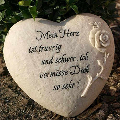 Trauerherz Grab Spruch - Mein Herz ist traurig und schwer, ich vermisse Dich so sehr !