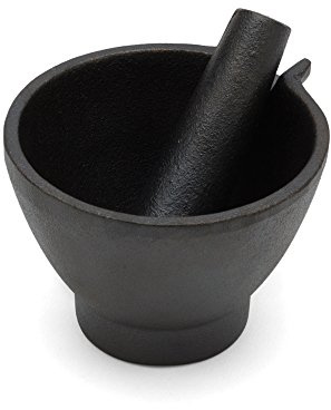 Fox Run 3861 Mortar and Pestle, Cast Iron, Black | Easily Grind Herbs, Spices & Seasonings | Improve Flavor In Dishes | Small & Durable Cast Iron Mortar & Pestle Set