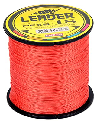 LSHEL Geflochtene Angelschnur 8fach 300m PE Super Starke Geflochtene Schnüre für Süßwasser Salzwasser, Rot, 1.0# 0.16mm/8.3kg/18lb
