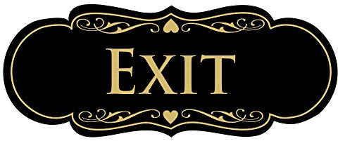 Designer EXIT Sign - Black/Gold - Small (1 Pack)