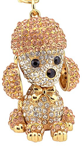 Shining crown süßer Hund Strass Schlüsselanhänger für Frauen funkelnde Legierung Taschen-Geldbörsen-Dekorationsanhänger Charm-Auto-Schlüsselanhänger süßes Taschenzubehör (rot)