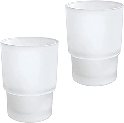 RHNTGD Zahnbürstenbecher, 2 x Glas-Zahnputzbecher, Ersatz für Wandmontage, Zahnbürstenhalter,Mundspülbecher für Badezimmer-Zubehör (Frosted)