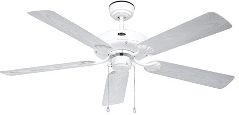 CasaFan OUTDOOR CLASSIC Deckenventilator, Wettergeschützter Ventilator für Terrassen & Balkone mit IP44-Schutz, 3 Geschwindigkeiten, langlebige Kunststoffflügel, mit Zugschalter, Ø 132 cm
