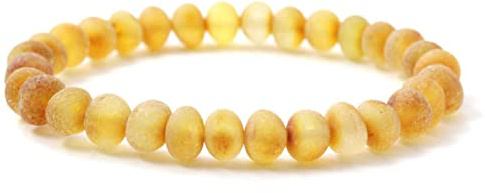 Amber Seven Baltischer Bernstein Armbänder | 14 Farben | 19 cm Größe dehnbar Unisex Armbänder | Rohbernstein-Armbänder | Perlen-Bernstein-Armband für Damen & Herren | handgefertigt (Raw Honey)