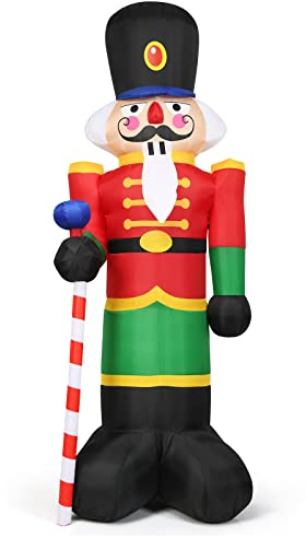 LIFEZEAL Aufblasbare Nussknacker Soldat für Weihnachten, 240cm Weihnachtsdeko mit LED-Beleuchtung, Außendekoration aus wasserdichtem Polyestergewebe, inkl. Gebläse, Ideal für den Außeneinsatz