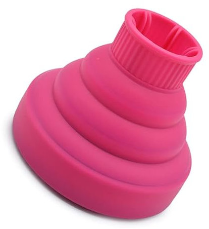 Hair Dryer Diffuser Attachment, Silicone and Portable Blower Diffuser - Applicable Hair Dryer Caliber Approx 3.5cm to 5cm (Rose Red)