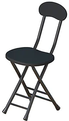 MMOU Sgabello con Schienale Pieghevole,Cuscino in Legno Schienale in Legno Supporto in Tubo Metallico, Perfette per Cucina E Sala da Pranzo (Color : Black)