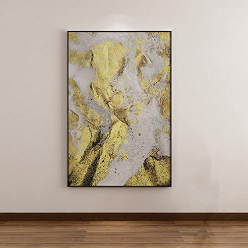 Acrylbilder Auf Leinwand Handgemalt, Weiße Textur Goldfolie Minimalistischer Luxus Abstrakte Moderne Kunstwerke Rahmenlose Handgemalte Ölgemälde Auf Leinwand Wandkunst Für Wohnzimmer Schlafzimm