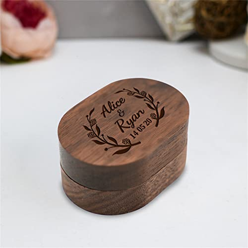 Wellhoope Personalisierte Ringschatulle aus Holz mit Gravur, 2 Fächer, Ringschatulle, Eheringschatulle, Verlobungsringschatulle, doppelte Ringschatulle für Freundin, Braut, Ehefrau