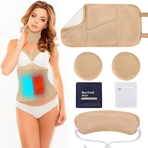 6 Stück Rizinusöl Packungen, Wiederverwendbare Castor Oil Pack Wrap Kit Bio für Bauch, Hals und Brust Flanell Baumwolle zur Leberentgiftung, Verdauung, Verstopfung(Öl Nicht enthalten)
