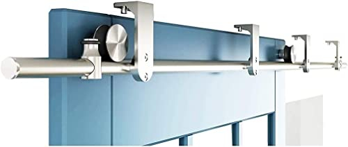 Schiebetür Kit Barn Door Hardware 5ft-10ft Deckenmontage-Schiebetür-Hardware-Kit, Robustes Scheunentor-Edelstahl-Hängeschiene, Stummschaltungs-Rollenschiene, Komplettes Set, Einfache Installation (SI