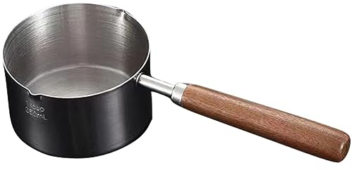 BESTonZON Cazo De Acero Inoxidable Con Mango De Madera Pequeño Ligero Para Calentar Freír Huevos Hervir Leche Utensilio De Cocina Fácil De Limpiar