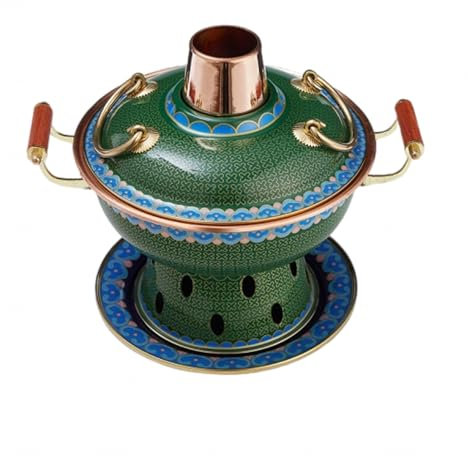 VIDECOR Einzelne Person, Kleiner Kupfertopf, Alter Pekinger Kleiner Dicker Kuh-Hot Pot, Chinesischer Traditioneller Cloisonné-Hot Pot, Kommerzieller Alkoholanteil, Roter Kupfer-Hot Pot,L