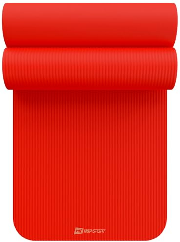 Hop-Sport Gymnastikmatte 190 x 60 cm x 2 cm, Sportmatte - gelenkschonend & rutschfest, Fitnessmatte aus NBR-Schaumstoff - extra-dick + Tragegurt- RED MOON