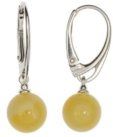 Bernstein Ohrringe von Artisana-Schmuck, gelbe Kugel Ohrhänger aus Bernstein und 925/000 Sterlingsilber