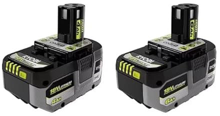 RYOBI PBP4210 ONE+ (Plus) Battery 18-Volt Lithium-Ion 6.0 & 4.0 Ah High Performance Compatible with Over 225 18V ONE+ Tools (2-Pack)