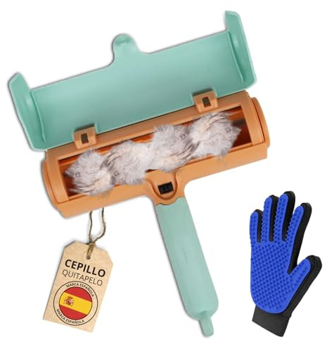 BuMart Haarentferner-Set, Rolle für Haustiere + Haarbürste für Kleidung, wiederverwendbar, Sofa, Kleidung, Teppich, für alle Arten von Hunde- und Katzenhaaren, lang und kurz (grüne Rolle + Handschuh)