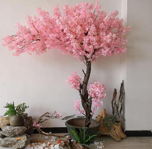 Sakura - Árbol de cerezo artificial hecho a mano, color rosa claro, con base, para interiores y exteriores, hogar, oficina, fiesta, boda, 80 cm