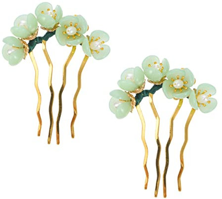 MERRYHAPY 4stücke Vintage Floral Haarstäbchen Aus Jade Dekorative Haarspangen Im Chinesischen Stil Eleganter Haarschmuck Für Besondere Anlässe Und Partys