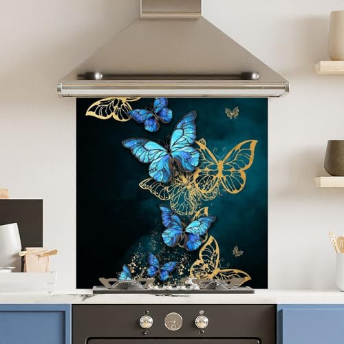 Toughened 6mm Glass Kitchen Splashback 60 x 60cm Flower Fly - Polished Edge Heat Resistant Back Splash for Cookers Hob