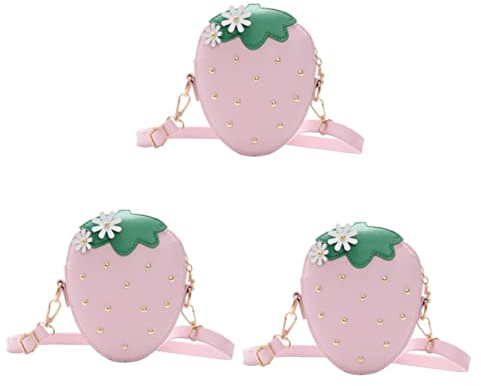 SOIMISS 3 STK Erdbeer-kuriertasche Faltbare Einkaufstasche Erdbeer-münztasche Tasche in Fruchtform Erdbeerförmig Erdbeere Handtaschen Faltbare Wiederverwendbare Tasche Mädchen Rosa Metall
