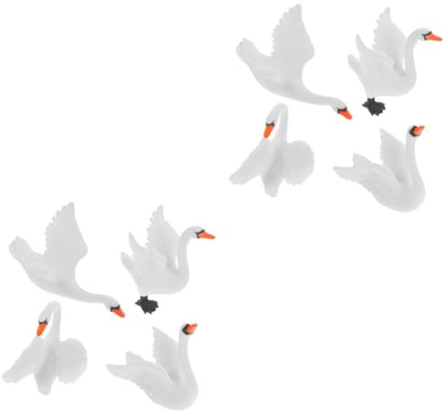 Abaodam 2sets Compact Swan Ornament Resin Animal Figure Beautiful Garden Decor Unique Animal Statue 4pcs*2