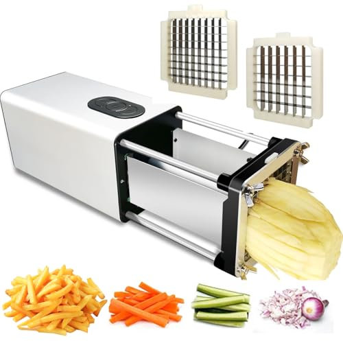 Cuchillo eléctrico para Patatas Fritas, Cortador de Patatas Fritas con Cuchillas de 1/2 y 3/8 (Aprox. 1,3 y 1,9 cm), Cortador de Patatas Fritas para Patatas, Profesional Comercial y doméstico Gray