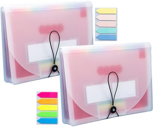 2 stycken dokumentmapp A4, 13 fackmapp regnbågsmapp dragspel mapp A4 dokumentväska dokumentmapp mapp A4-mapp bärbar sorteringsmapp med etiketter för hem kontor, vit