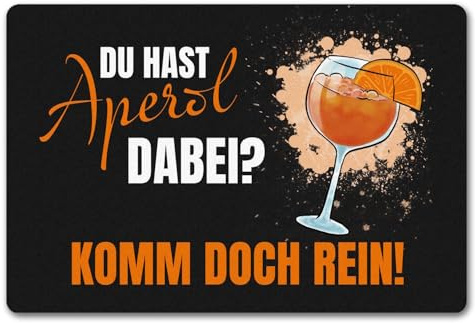 speecheese Cocktail Fußmatte in 40x60 cm ohne Rand mit Spruch Du hast Aperol dabei? Komm doch rein EIN bunter Türvorleger für den Hausflur Motiv ausgefallene Fußmatte in 40x60 cm ohne Rand n