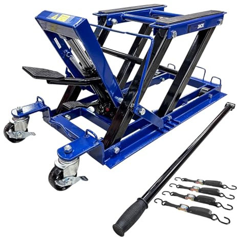 Autojack HML400 400kg Hydraulic Motorcycle Lift, Heavy Duty Scissor Jack for Motorbikes, ATVs & Dirt Bikes with Safety Locks, Ratchet Straps & Adjustable Height