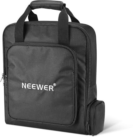NEEWER Bolsa de viaje portátil compatible con mini plato y accesorios Starlink, funda protectora ligera para transporte al aire libre con sección separada para trípode plegado, soporte de luz de hasta