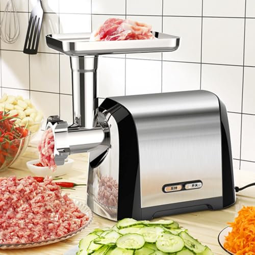 YJFEDCC Tritacarne Completamente Automatico in Acciaio Inossidabile, Piccolo Tritacarne Elettrico Multifunzionale Commerciale per Uso Domestico