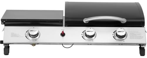 Plancha gaz avec Couvercle Rasio - 7.5 KW - 3 brûleurs - Noir