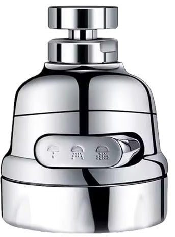 Aeratore Rubinetto Cucina Girevole 360° - Rompigetto Compatibilità Universale 3 Modalità Flusso, Anti Schizzo e Risparmio Idrico, filtro acqua rubinetto Bagno Cucina (3 Modalità Flusso)