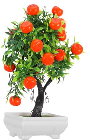 ADOCARN Künstlicher Bonsai Orangenbaum Simulation Kunstpflanze Dekoration Für Innenräume Realistische Blätter Lebendige Farben Ohne Pflege