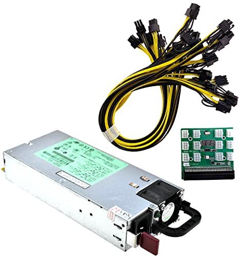 HKIDKK 1 kit d'alimentation DPS-1200FB A 1200 W PSU + carte de dérivation + 12 câbles 6 broches à 8 broches pour minage BTC ETH