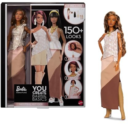 Barbie Basics You Create Neutral Kit 001 with Customizable Fashion Doll, Universal-fit Clothing & Accessories, Posable Body & Swappable Doll Head​​, JJX35