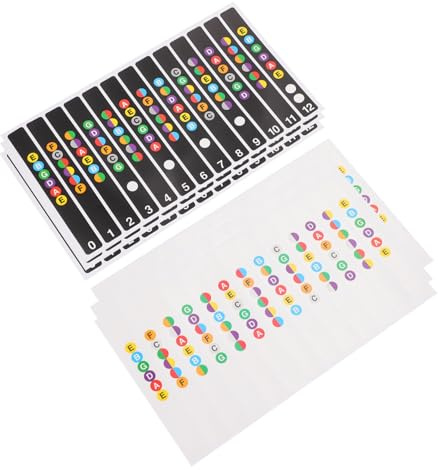 Adesivi Segna Tasti per Chitarra 6 Pezzi, Pvc per Principianti | Facili da Applicare, Foglio di Rilascio Incluso, Supporto per Studio della Tastiera, Uso su Strumenti a Corde Colore Casuale
