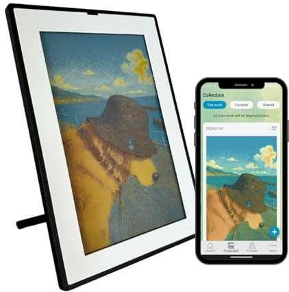 SMARTWIZ+ art – Cornice artistica con inchiostro e design giapponese, display Spectra6 a colori da 7,3 pollici, Wi-Fi, controllato da app, perfetto per l'arredamento della casa | Display in carta
