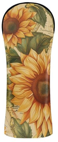 Set di coperture per mazze da golf vintage con girasoli impermeabili con etichette intercambiabili n. per accessori da golf driver