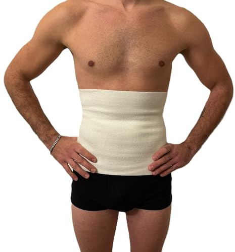 eMMe SQUARE Fascia Lombare Termica in Lana e Cotone, Supporto Schiena e Addome, Traspirante ed Elastica, Made in Italy, per Dolori Lombari e Muscolari, 29 cm di altezza (Bianco, XL)